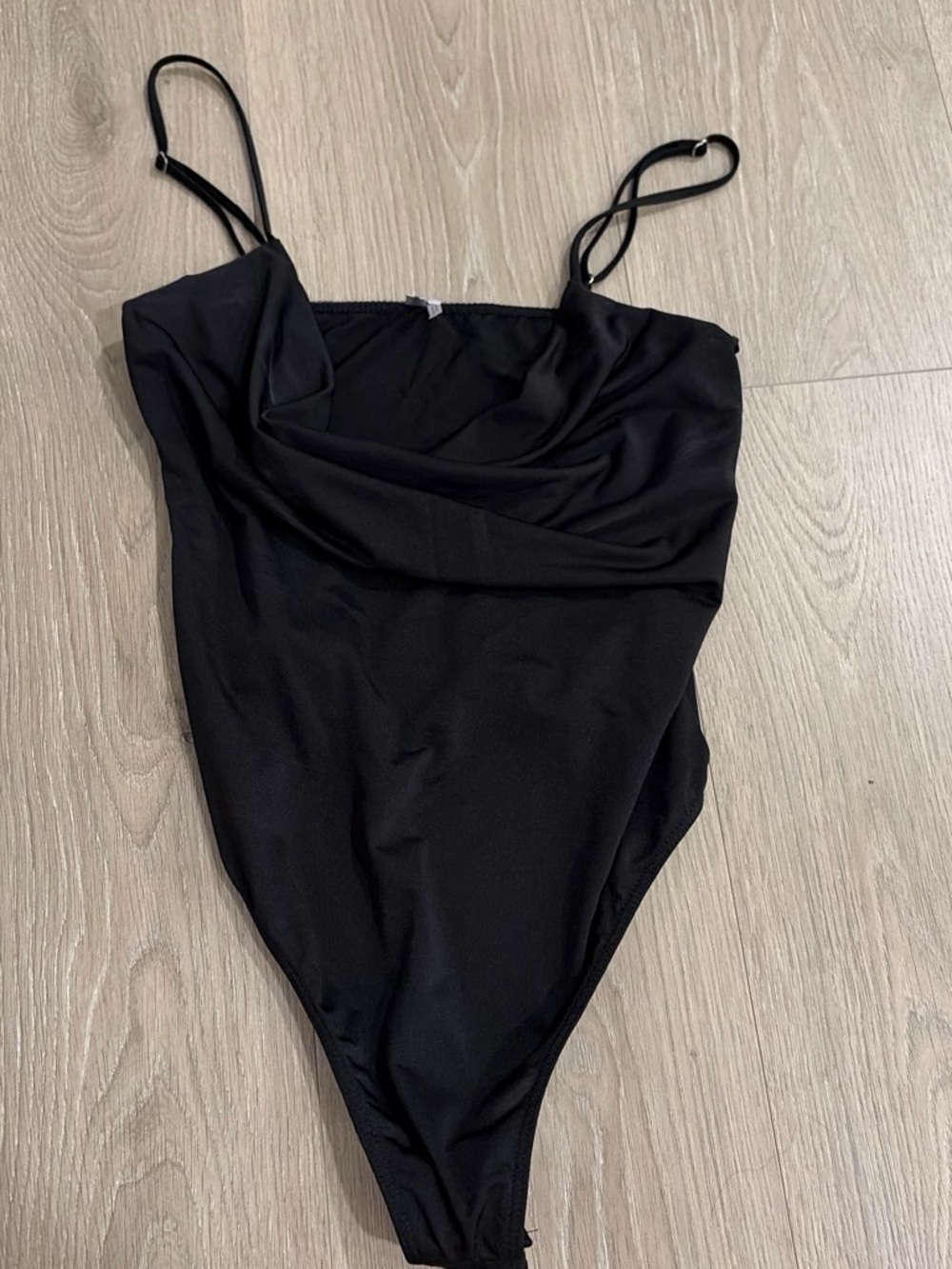 Urban Outfitters Black Draped Cowl-Neck Bodysuit